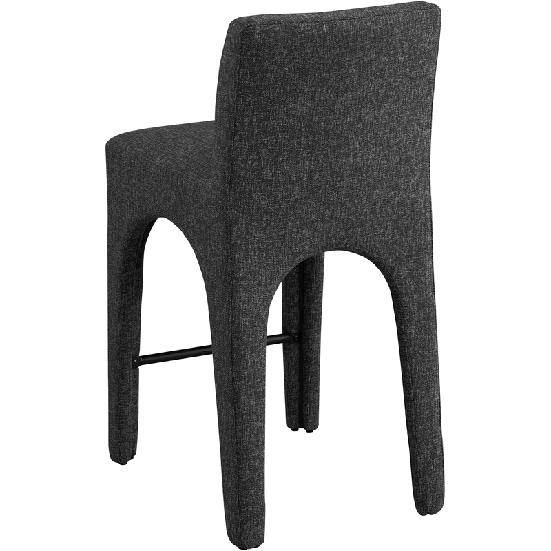 Meridian Furniture Gramercy Black Linen Textured Fabric Stool