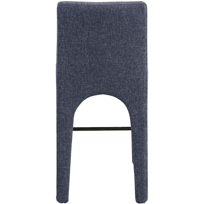 Meridian Furniture Gramercy Blue Linen Textured Fabric Stool