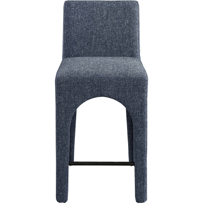 Meridian Furniture Gramercy Blue Linen Textured Fabric Stool