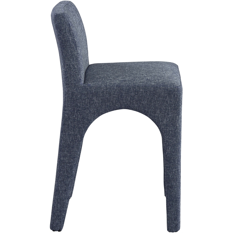 Meridian Furniture Gramercy Blue Linen Textured Fabric Stool