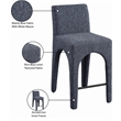 Meridian Furniture Gramercy Blue Linen Textured Fabric Stool