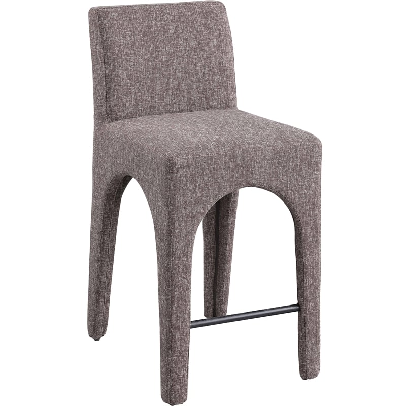 Meridian Furniture Gramercy Brown Linen Textured Fabric Stool
