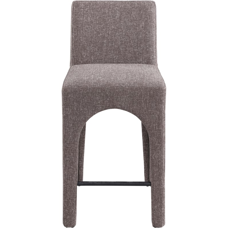 Meridian Furniture Gramercy Brown Linen Textured Fabric Stool