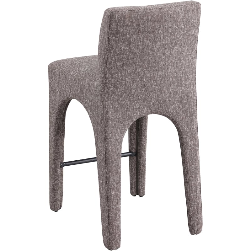 Meridian Furniture Gramercy Brown Linen Textured Fabric Stool