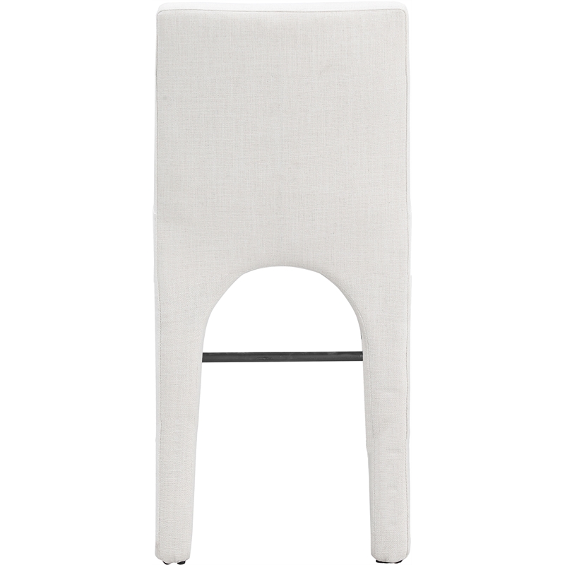 Meridian Furniture Gramercy Cream Linen Textured Fabric Stool