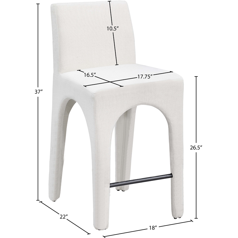 Meridian Furniture Gramercy Cream Linen Textured Fabric Stool