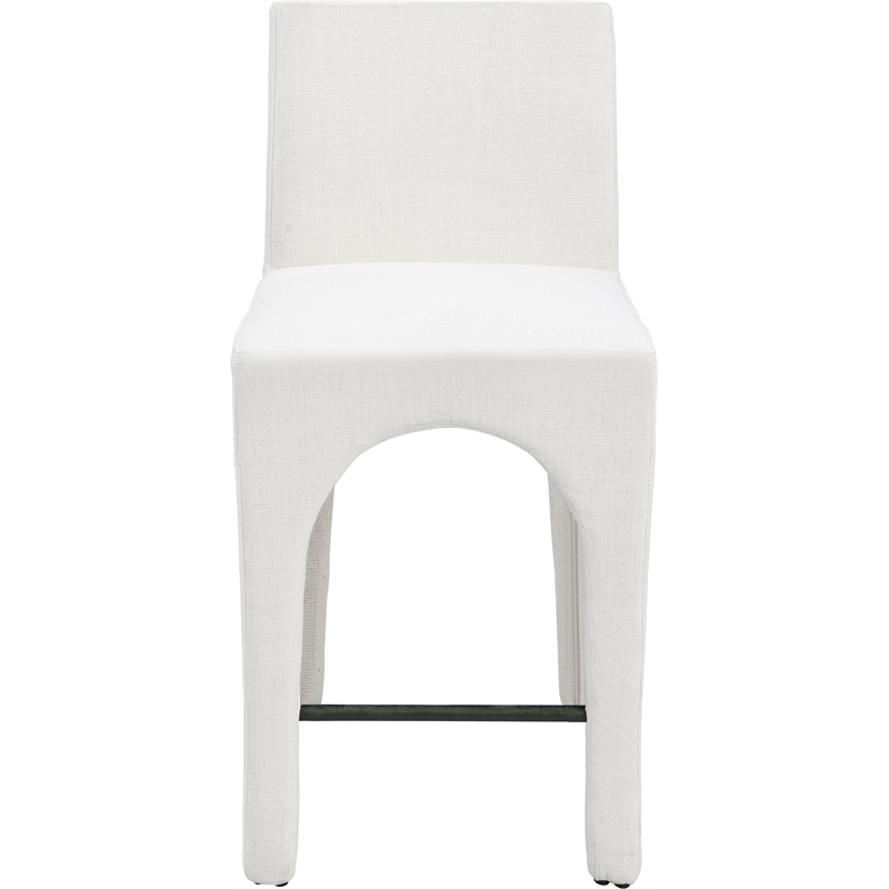 Meridian Furniture Gramercy Cream Linen Textured Fabric Stool