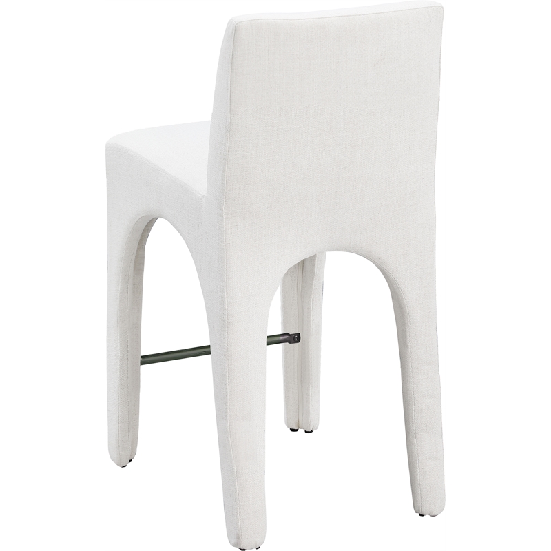 Meridian Furniture Gramercy Cream Linen Textured Fabric Stool