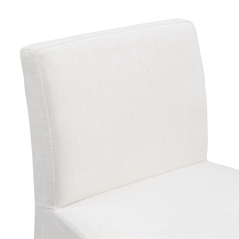 Meridian Furniture Gramercy Cream Linen Textured Fabric Stool