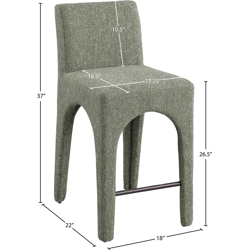 Meridian Furniture Gramercy Green Linen Textured Fabric Stool