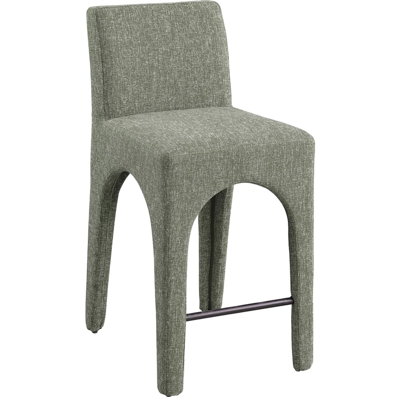 Meridian Furniture Gramercy Green Linen Textured Fabric Stool
