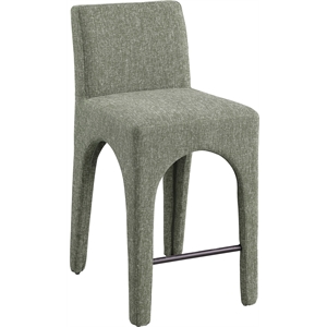 Meridian Furniture Gramercy Green Linen Textured Fabric Stool