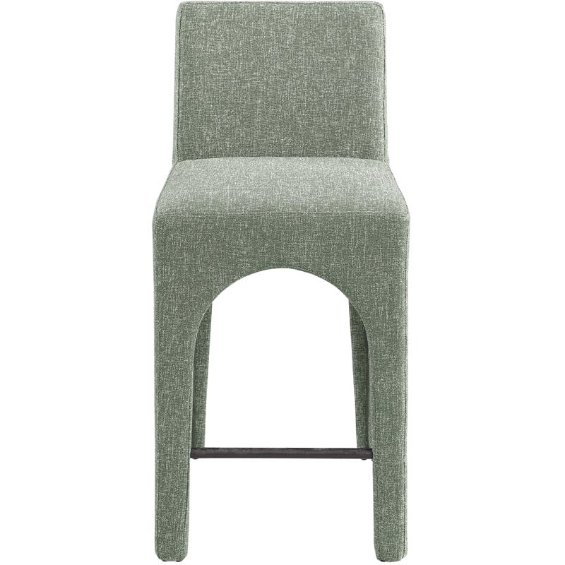 Meridian Furniture Gramercy Green Linen Textured Fabric Stool