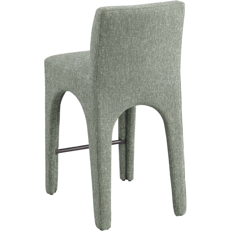 Meridian Furniture Gramercy Green Linen Textured Fabric Stool