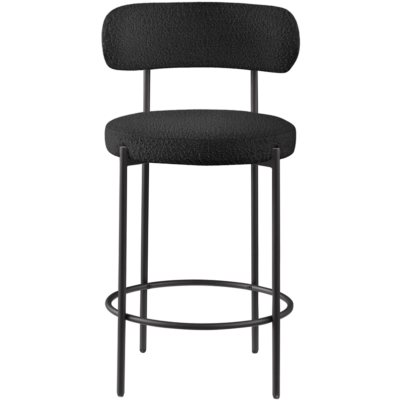 Meridian Furniture Beacon Black Boucle Fabric Stool (Set of 2)