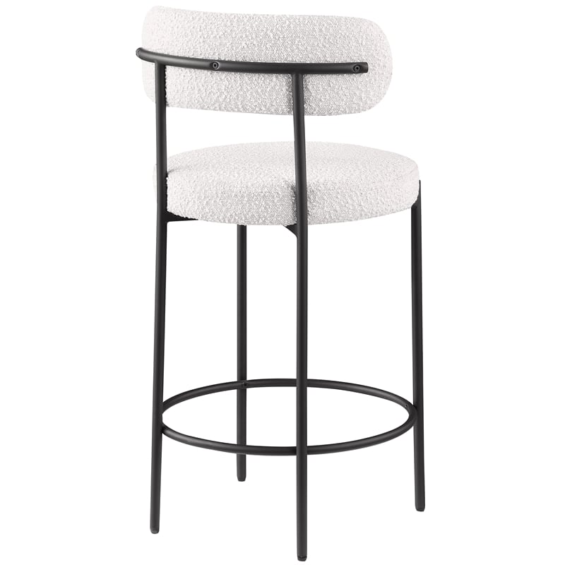 Meridian Furniture Beacon Cream Boucle Fabric Stool (Set of 2)