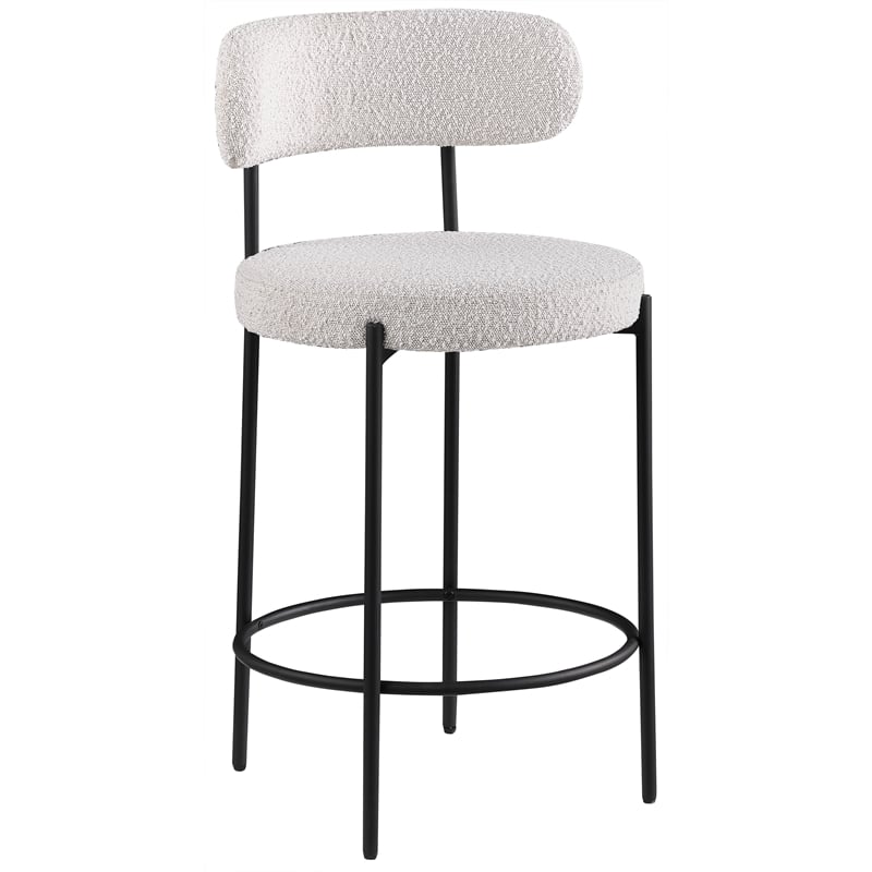 Meridian Furniture Beacon Cream Boucle Fabric Stool (Set of 2)