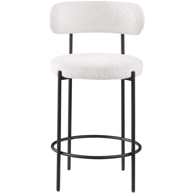 Meridian Furniture Beacon Cream Boucle Fabric Stool (Set of 2)