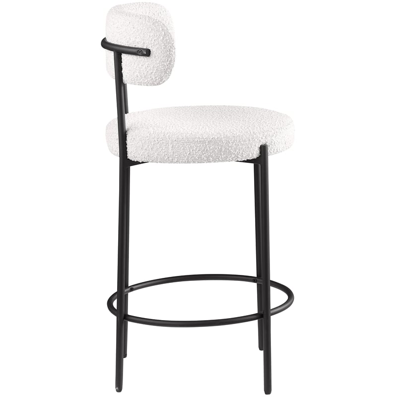Meridian Furniture Beacon Cream Boucle Fabric Stool (Set of 2)