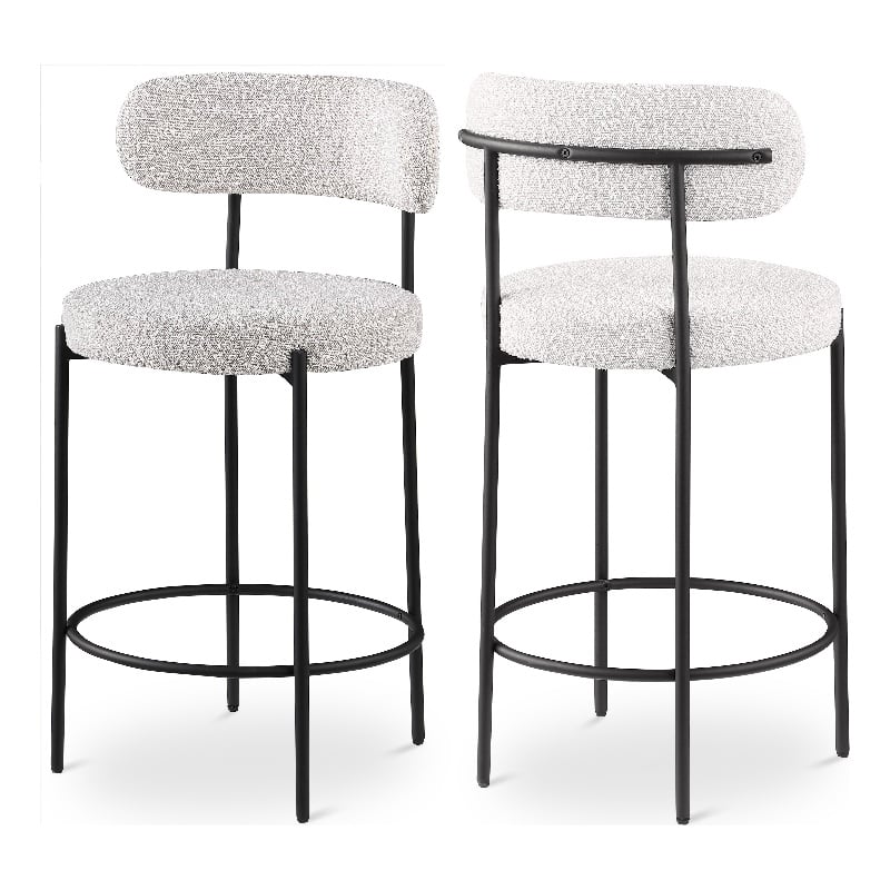 Meridian Furniture Beacon Cream Boucle Fabric Stool (Set of 2)