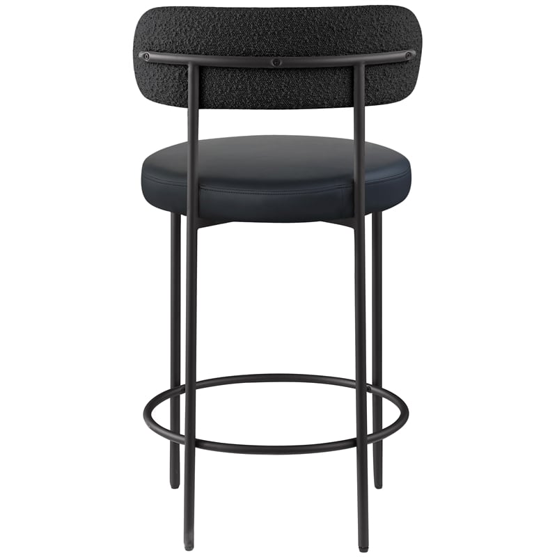 Meridian Furniture Beacon Black Vegan Leather Seat Stool (Set of 2)