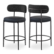 Meridian Furniture Beacon Black Vegan Leather Seat Stool (Set of 2)