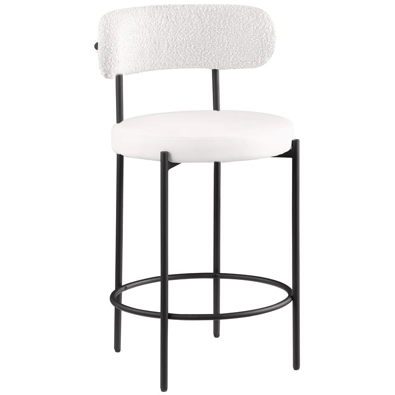 Meridian Furniture Beacon Cream Vegan Leather Seat Stool (Set of 2)
