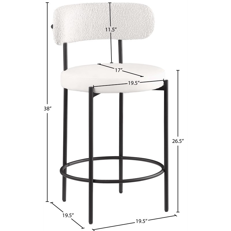 Meridian Furniture Beacon Cream Vegan Leather Seat Stool (Set of 2)