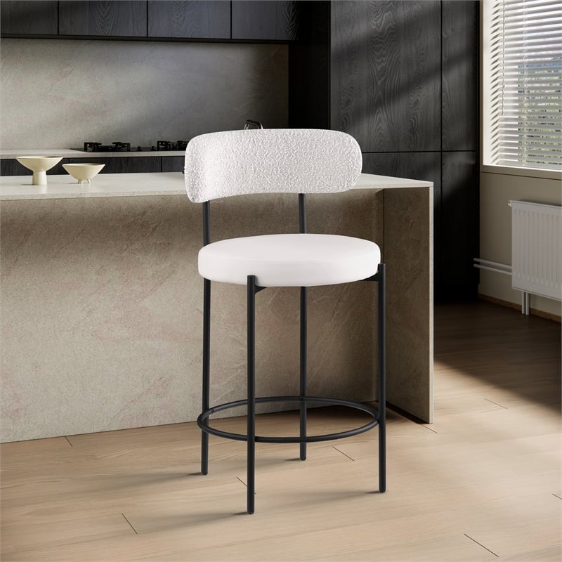 Meridian Furniture Beacon Cream Vegan Leather Seat Stool (Set of 2)