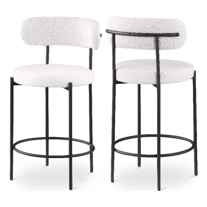 Meridian Furniture Beacon Cream Vegan Leather Seat Stool (Set of 2)