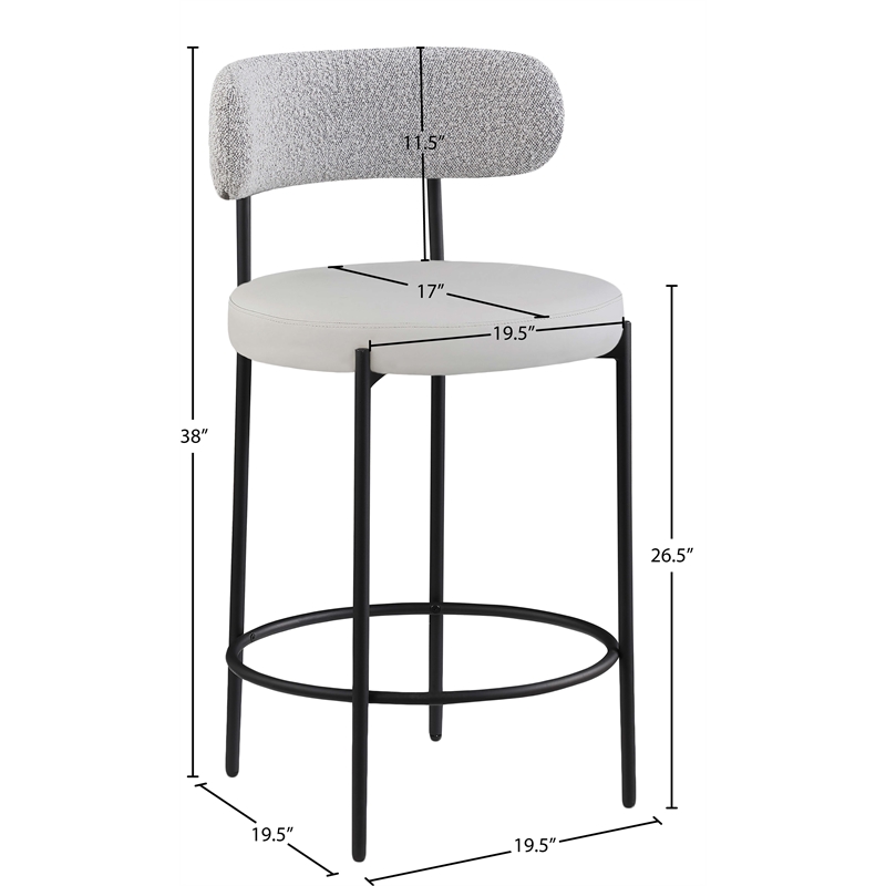 Meridian Furniture Beacon Taupe Vegan Leather Seat Stool (Set of 2)