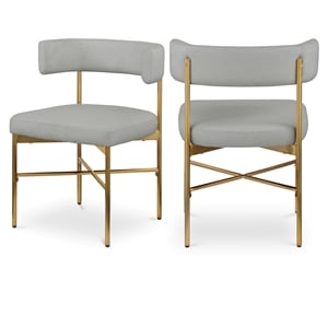 meridian furniture rivage grey linen textured fabric dining chair (set of 2)
