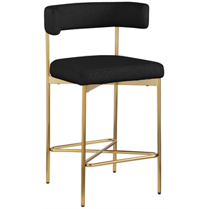 Meridian Furniture Rivage Black Durable Linen Textured Fabric Stool (Set of 2)