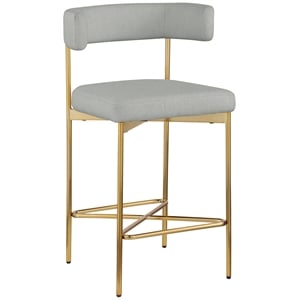 Meridian Furniture Rivage Light Grey Linen Textured Fabric Stool (Set of 2)