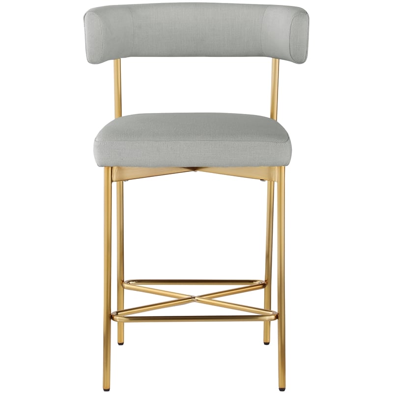 Meridian Furniture Rivage Light Grey Linen Textured Fabric Stool (Set of 2)