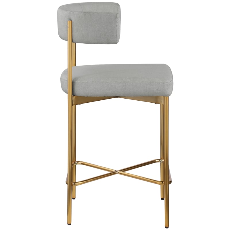 Meridian Furniture Rivage Light Grey Linen Textured Fabric Stool (Set of 2)