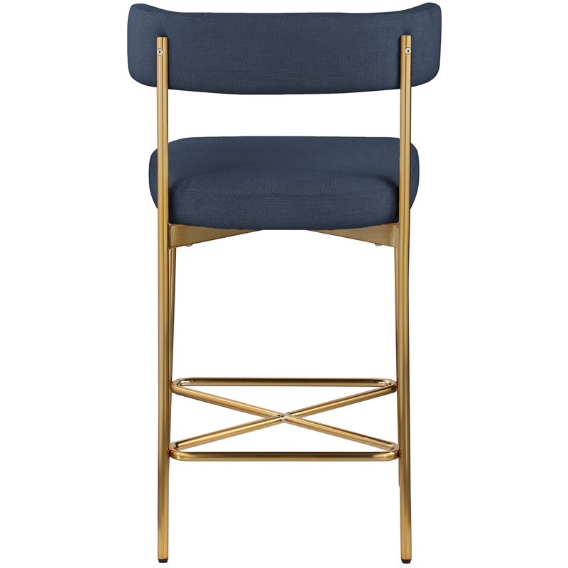 Meridian Furniture Rivage Deep Navy Linen Textured Fabric Stool (Set of 2)
