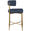 Meridian Furniture Rivage Deep Navy Linen Textured Fabric Stool (Set of 2)