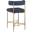 Meridian Furniture Rivage Deep Navy Linen Textured Fabric Stool (Set of 2)