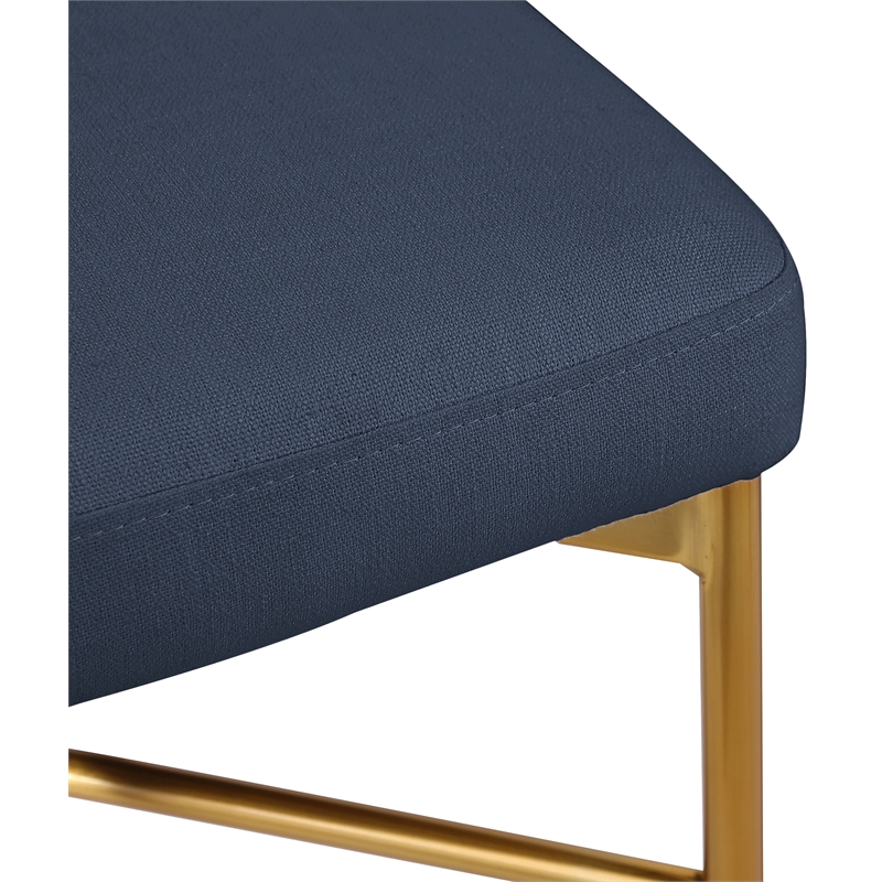 Meridian Furniture Rivage Deep Navy Linen Textured Fabric Stool (Set of 2)