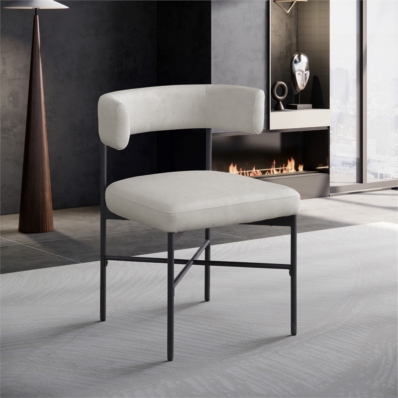 Meridian Furniture Rivage Beige Linen Textured Fabric Dining Chair (Set of 2)