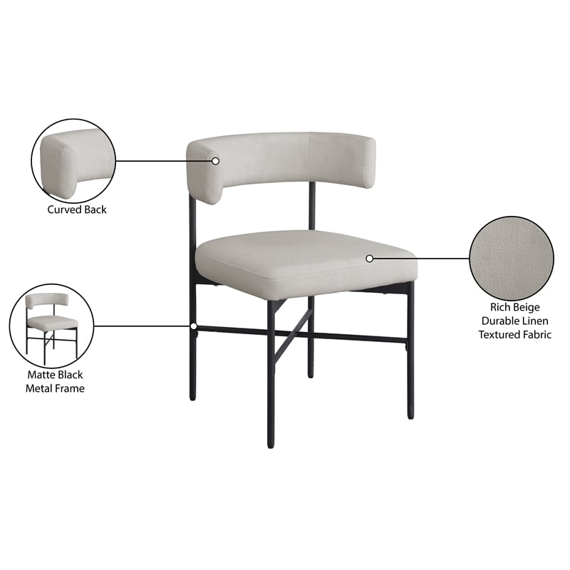 Meridian Furniture Rivage Beige Linen Textured Fabric Dining Chair (Set of 2)