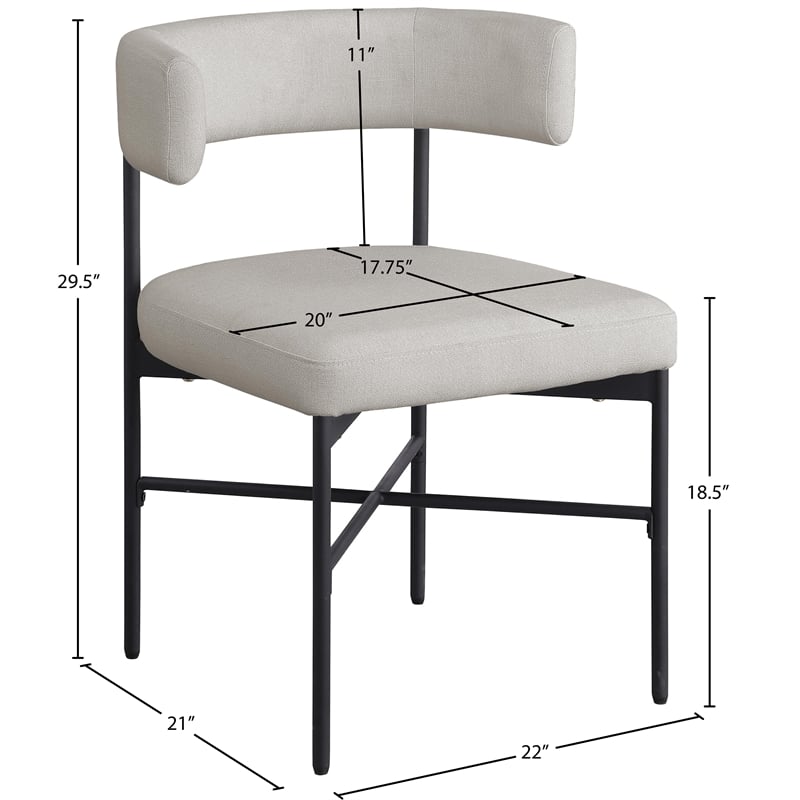 Meridian Furniture Rivage Beige Linen Textured Fabric Dining Chair (Set of 2)