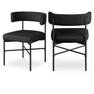 Meridian Furniture Rivage Black Linen Textured Fabric Dining Chair (Set of 2)