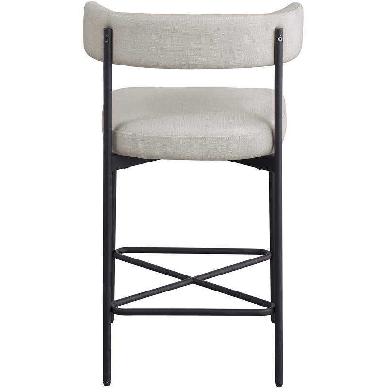 Meridian Furniture Rivage Beige Durable Linen Textured Fabric Stool (Set of 2)