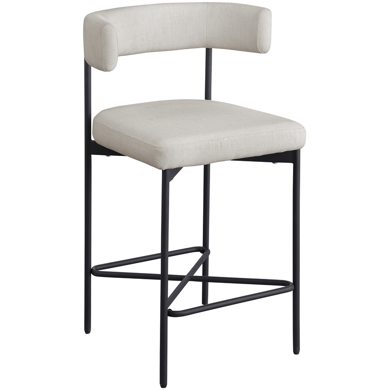 Meridian Furniture Rivage Beige Durable Linen Textured Fabric Stool (Set of 2)