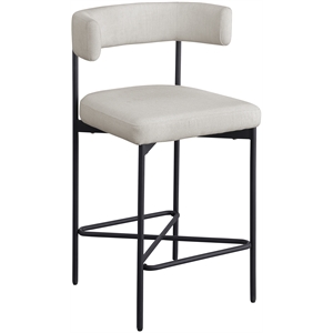 Meridian Furniture Rivage Beige Durable Linen Textured Fabric Stool (Set of 2)