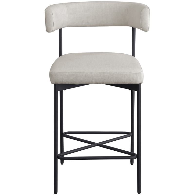Meridian Furniture Rivage Beige Durable Linen Textured Fabric Stool (Set of 2)