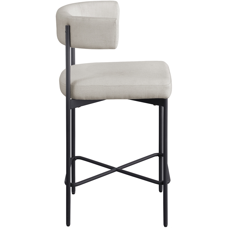 Meridian Furniture Rivage Beige Durable Linen Textured Fabric Stool (Set of 2)
