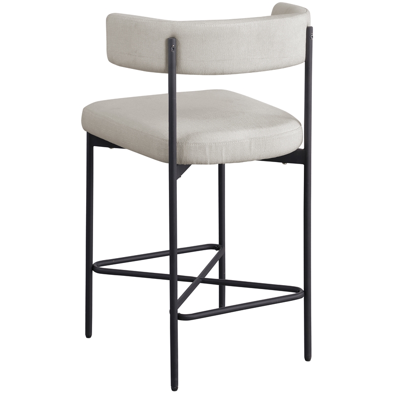 Meridian Furniture Rivage Beige Durable Linen Textured Fabric Stool (Set of 2)